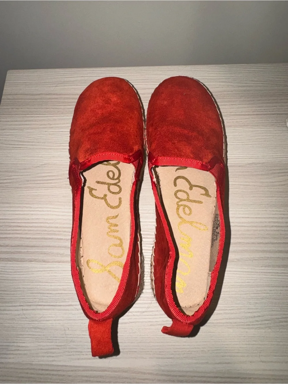 Sam Edelman Red Suede Espadrille Platform Slip-On